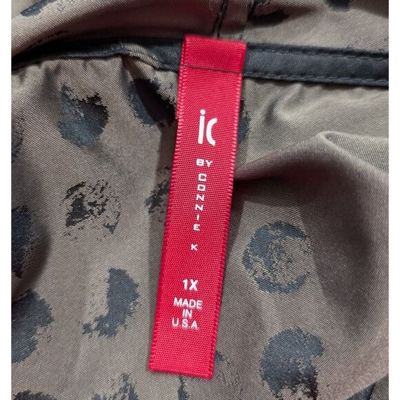 IC Connie K Jacket Black Brown Polka Dot Parachute Tie Front Women's Size 1X - Picture 5 of 7